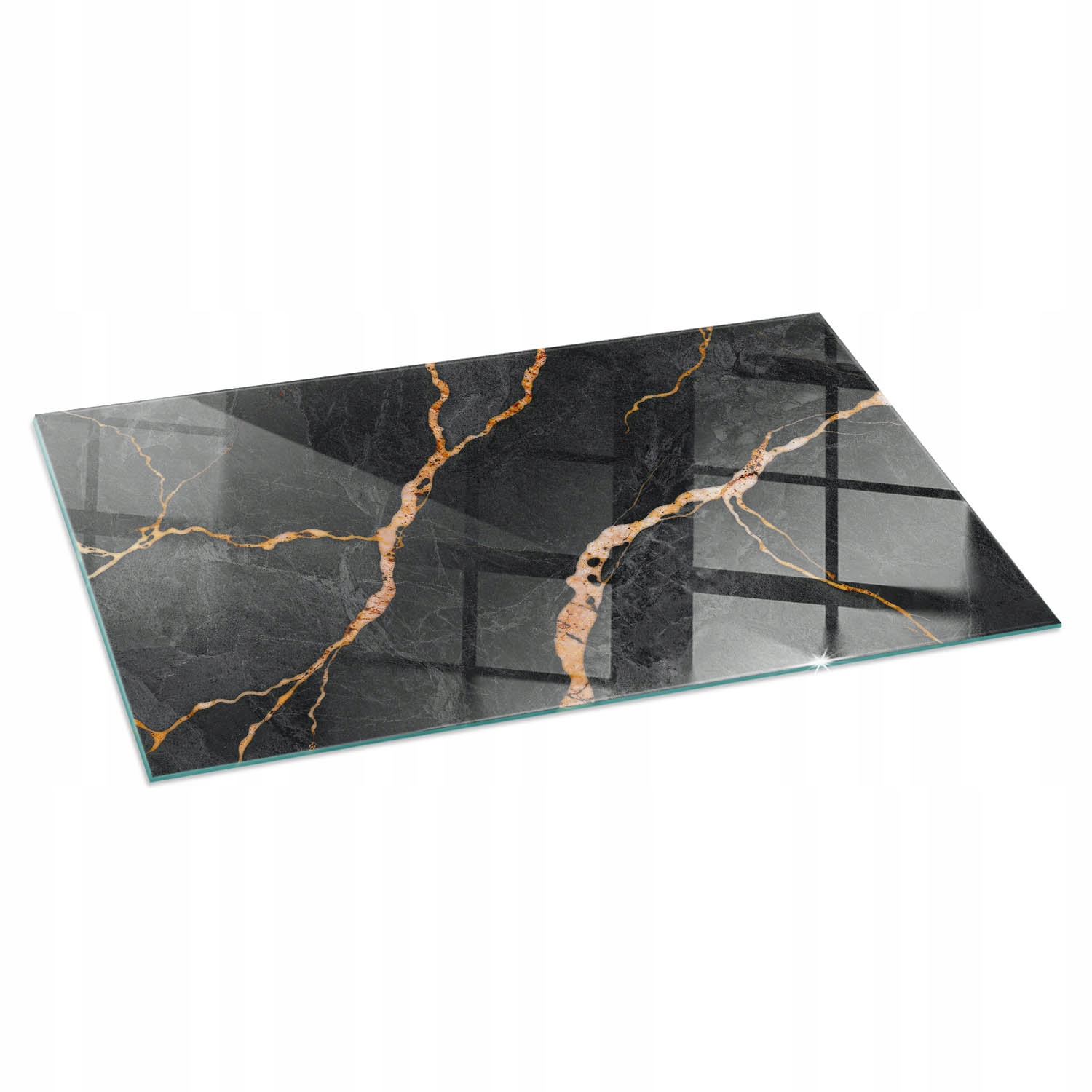 Tvrdená sklenená podložka pod kozu Elegantný mramor s vlascami 120 x 60 cm