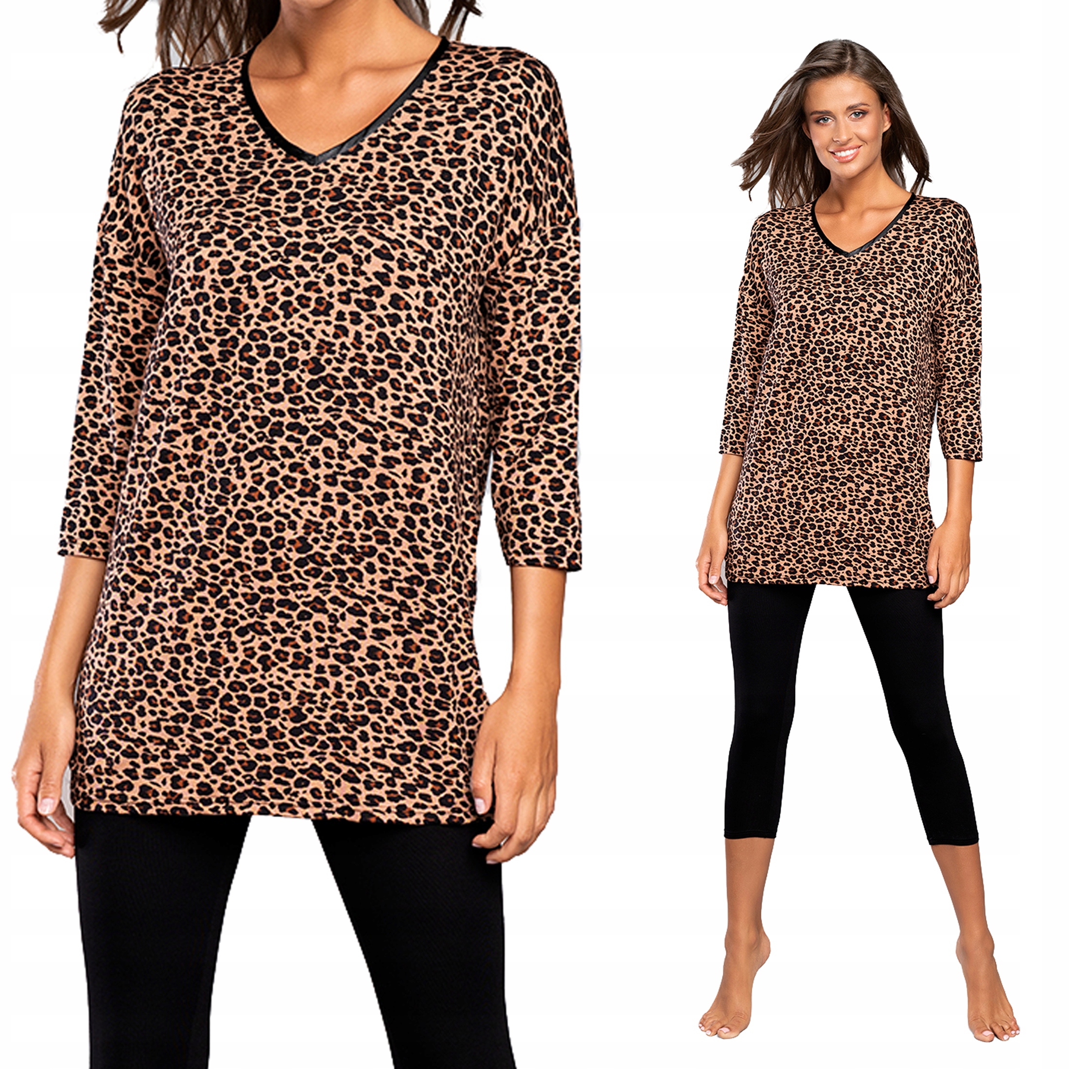 

'pantera' Wygodna Piżama Damska 3/4_ Wiskoza_ M