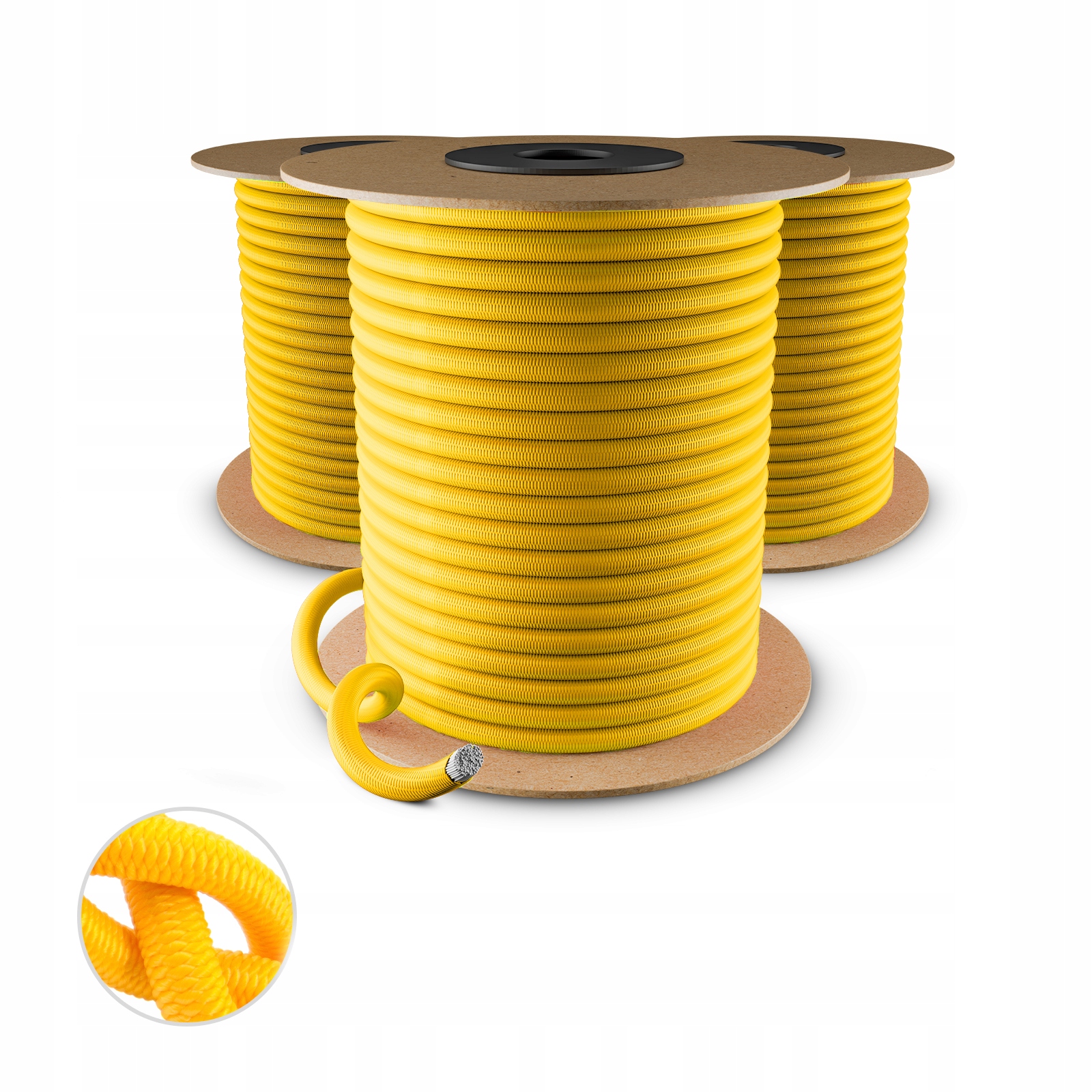 Elastické gumové zavazadlové lano Ekspandor Guma na plachty Žlutá 12 mm 30 m