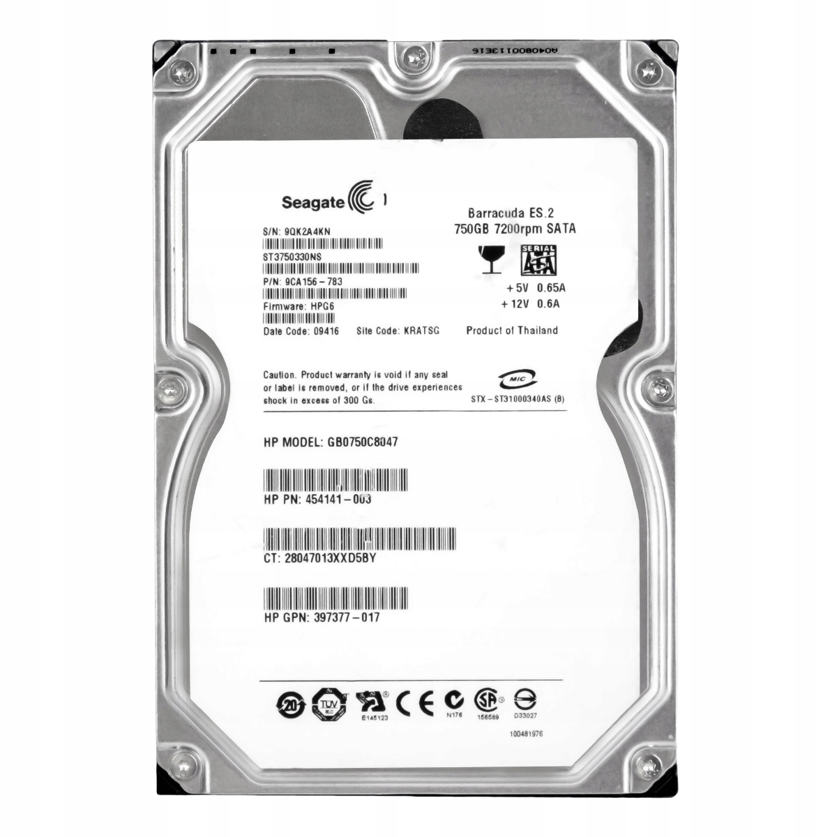 Hp 454141-003 750GB 7.2K 32MB Sata II 3.5'' GB0750C8047