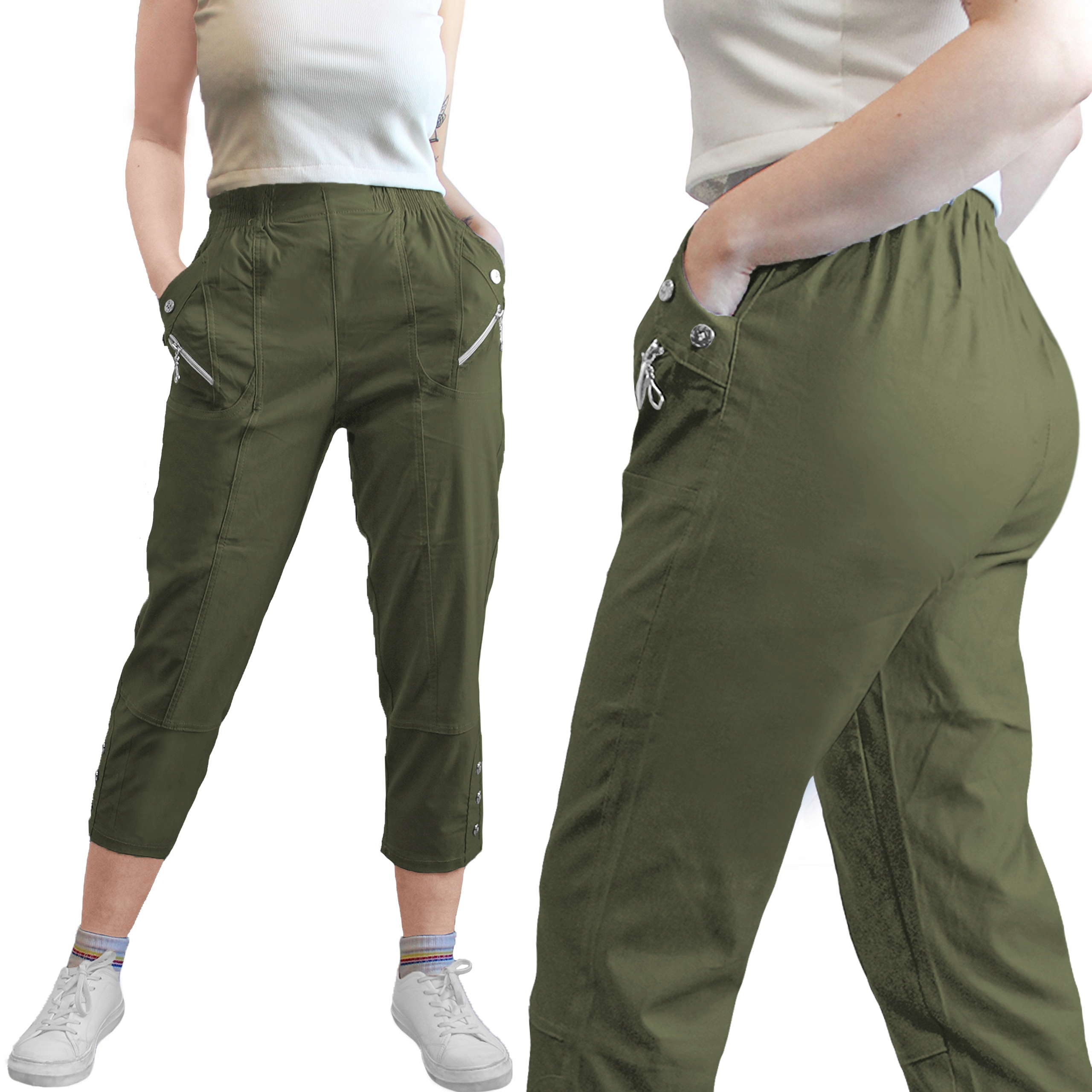 

Elastyczne Spodnie 7/8 z Zamkami K-8889 C.ZIELON-5