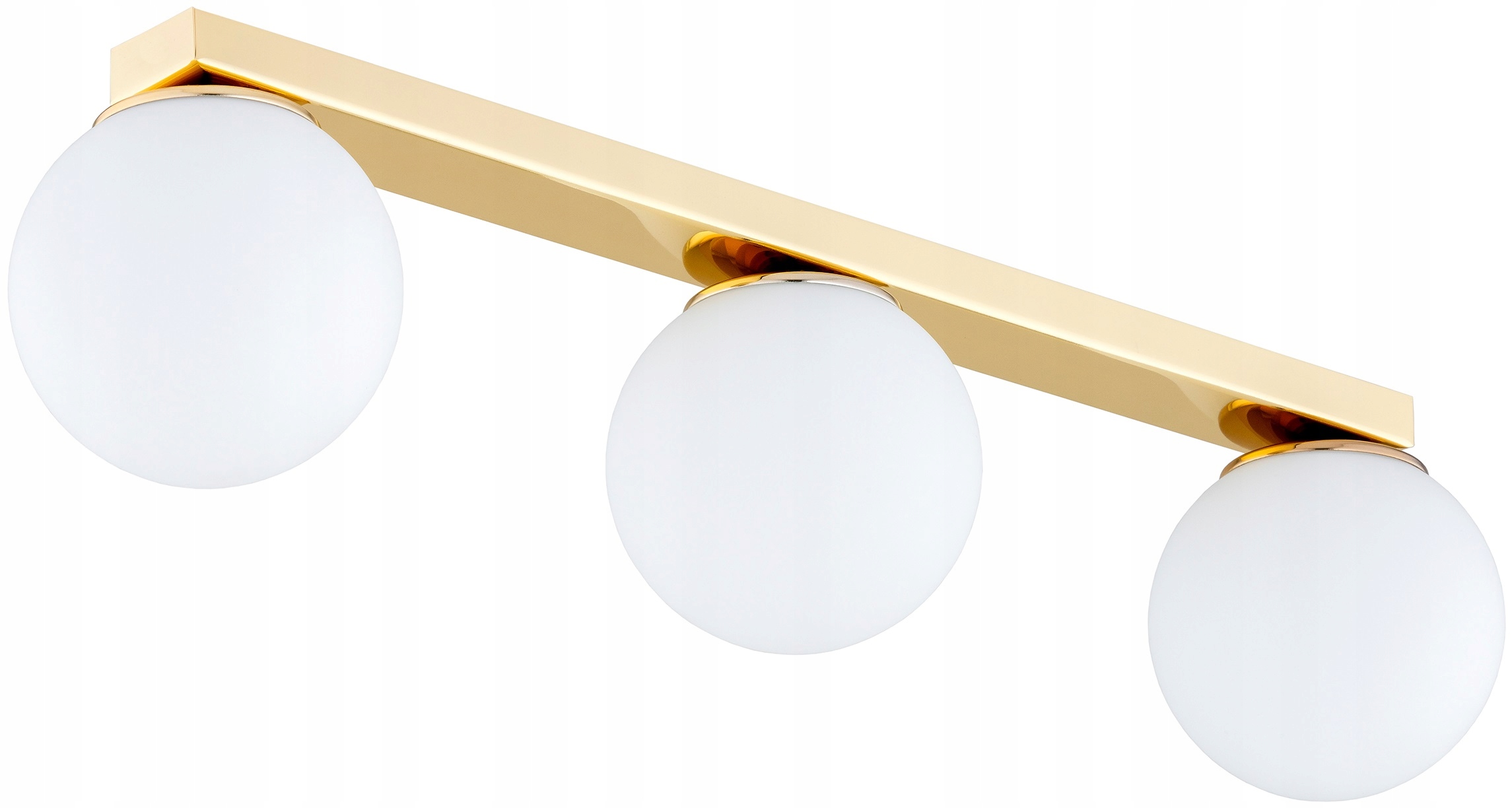 Złota Lampa Wisząca Sufitowa Żyrandol Białe Kule Milo Led E27