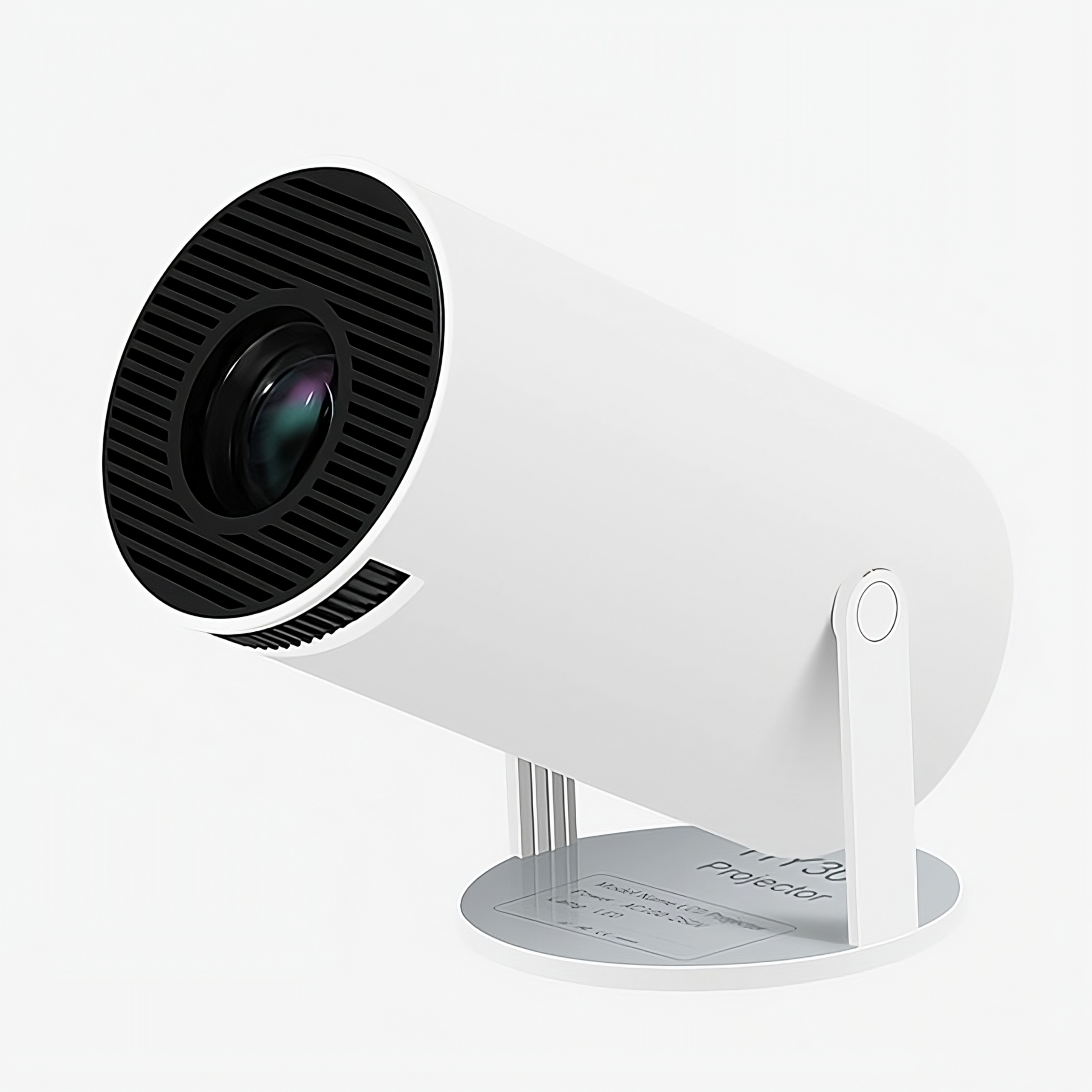 PROJEKTOR RZUTNIK ANDROID TV WIFI PRZENOŚNY SMART GŁOŚNIK OBROTOWY + PILOT Kolor biały