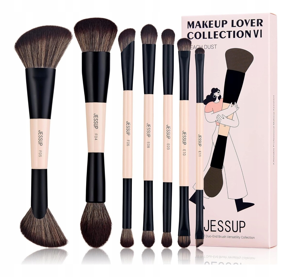Jessup Duo-End Brush Dwustronne pędzle do makijażu 7 szt
