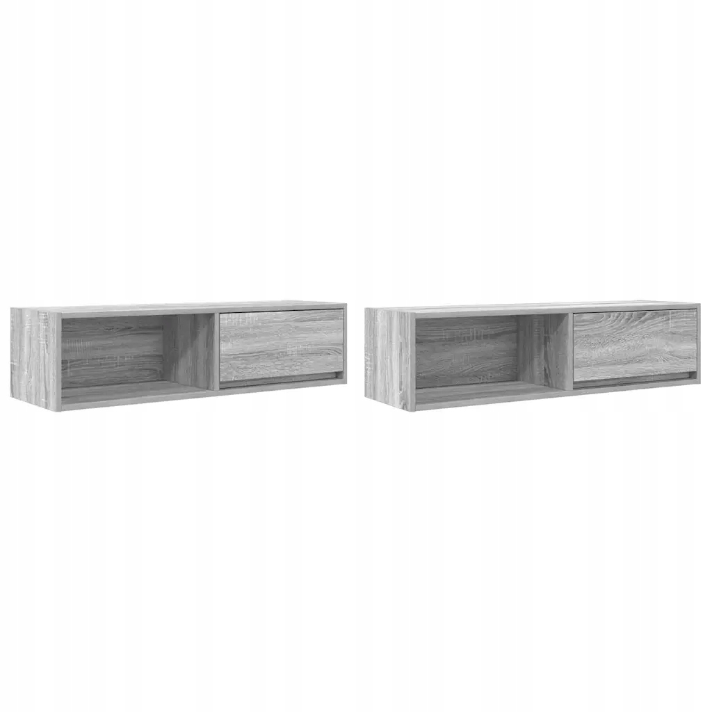 Szafki Rtv 2 szt. Szary Sonoma 100x31x25,5 cm Drewno klejone