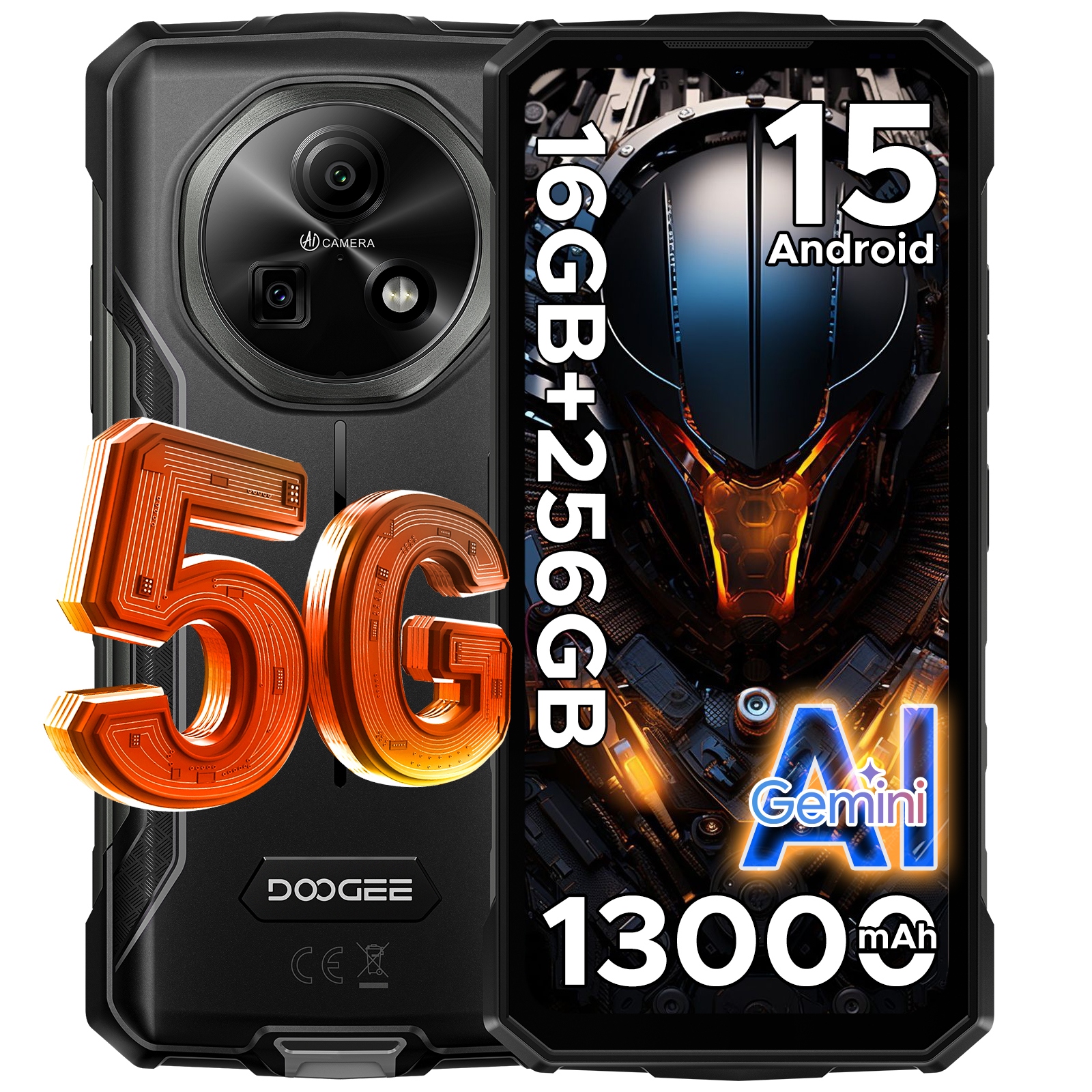 Smartfón Doogee Fire 7 5G 16+256GB Android 15 6.6" 13000mAh 64MP/OTG/NFC