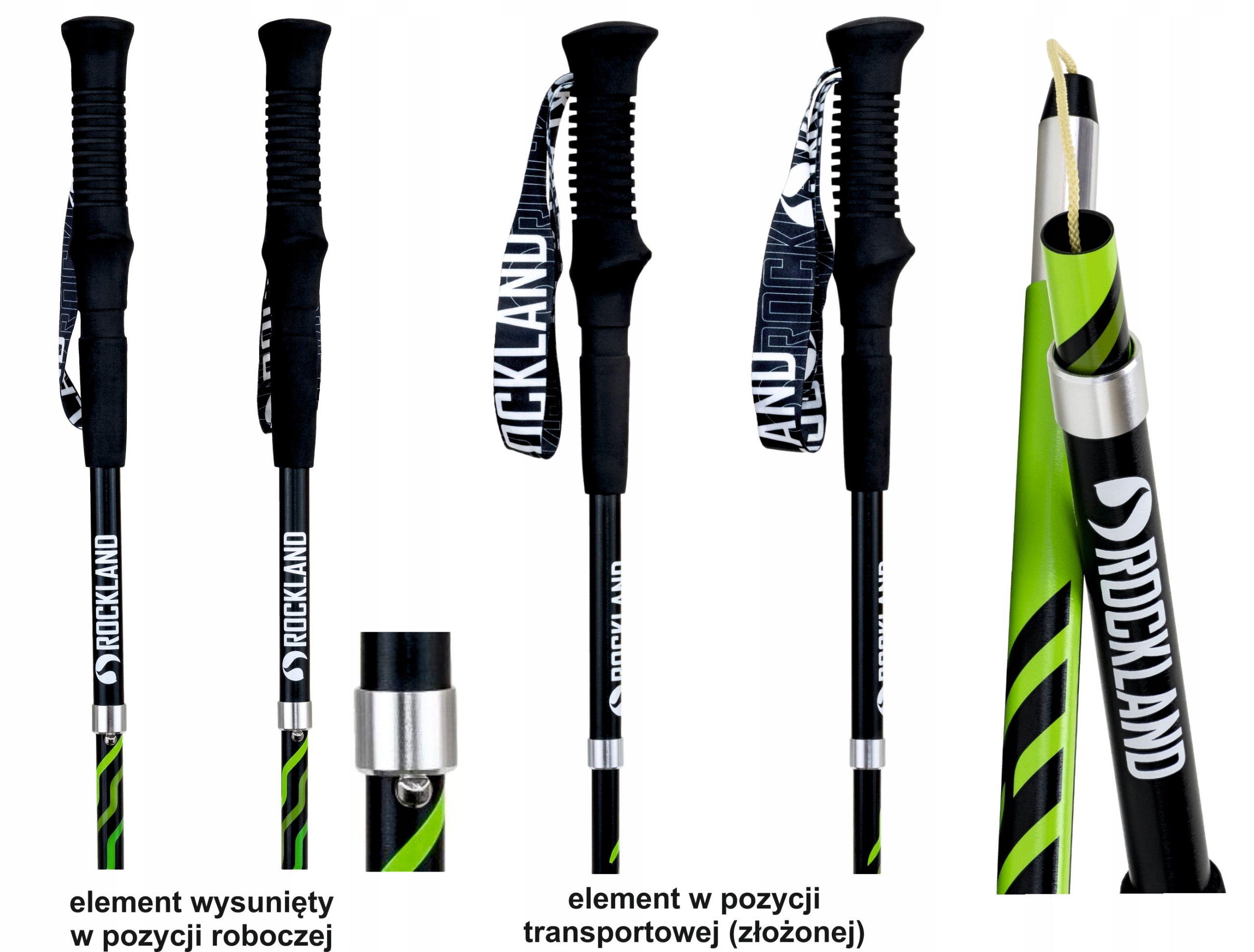 SKŁADANE KIJE BIEGOWE ALUMINIUM 7075 3 CZĘŚCIOWE ROCKLAND DISTANCE 120CM Liczba segmentów 3
