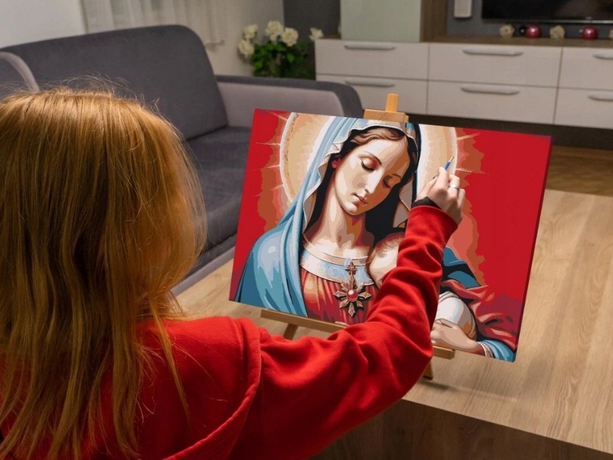 Malování Podle Čísel Marie Náboženství Madona Rodina Ježíš Velký 40x60 cm