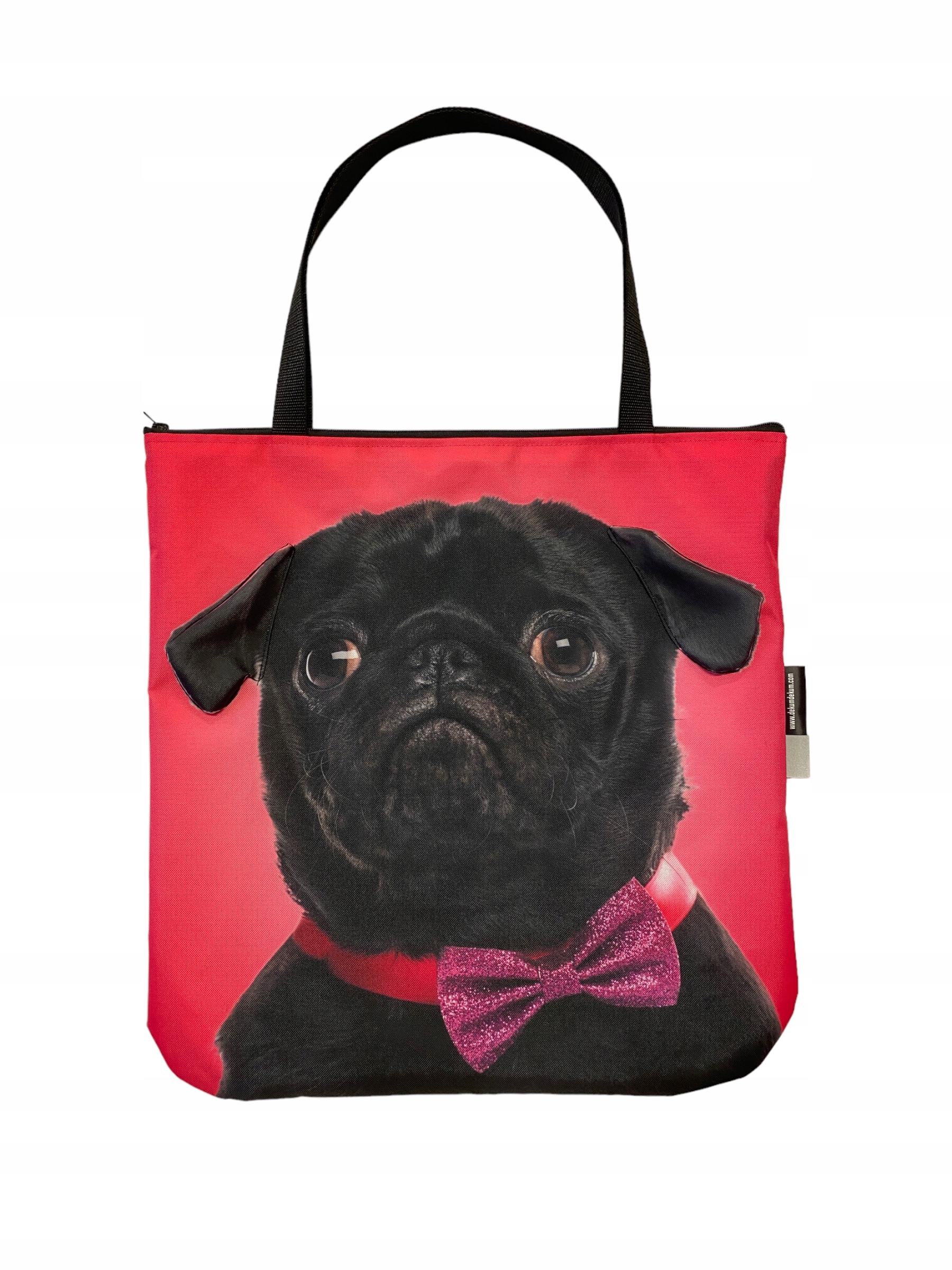Taška 3D páska se psem mops černá dárek ideální