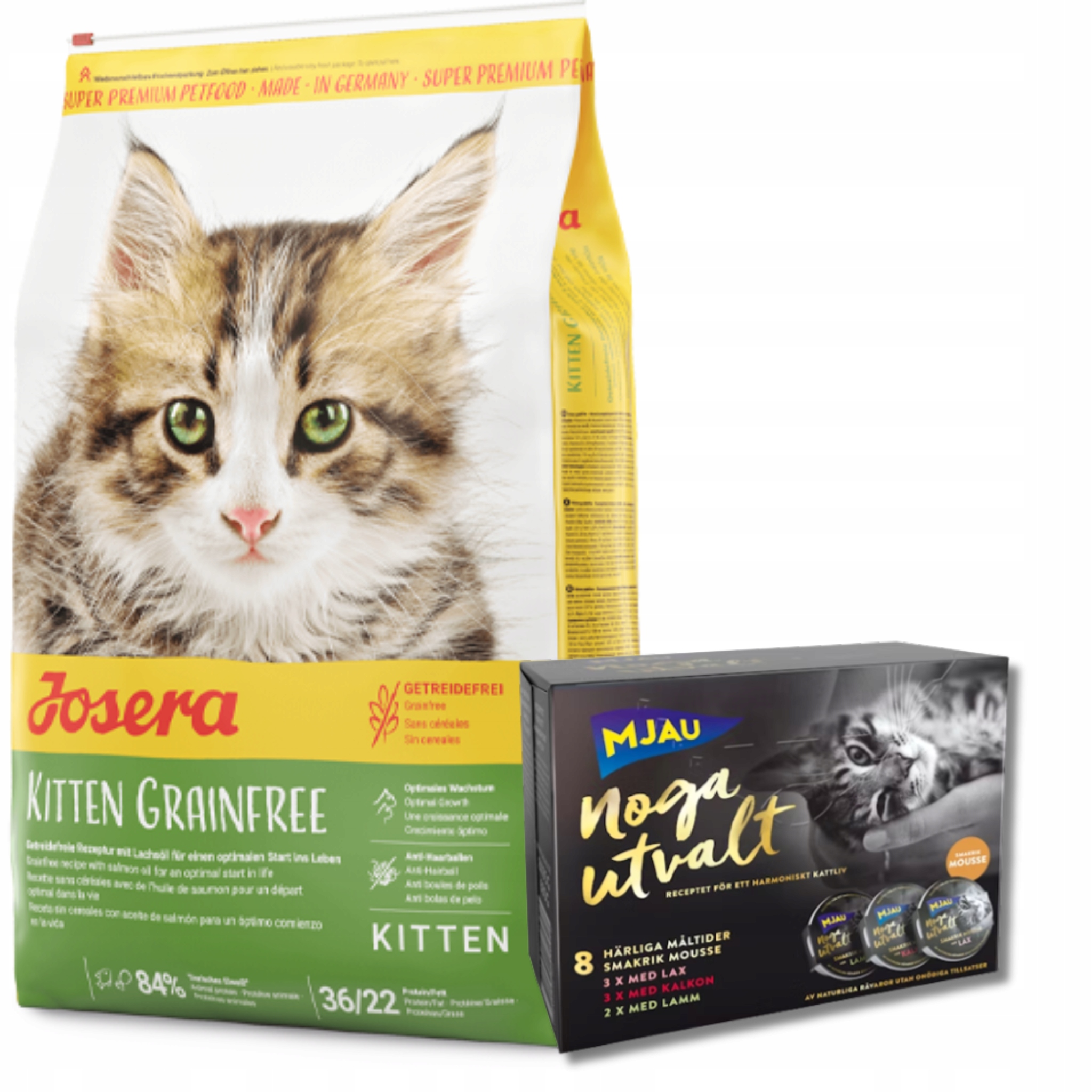 Josera Kitten GrainFree 10kg +Zestaw 8 saszetek po 100g (4xTuńczyk,4xŁosoś)
