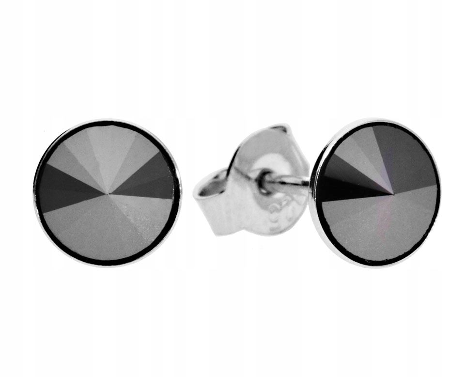 

Kolczyki czarne metaliczne srebro Swarovski sztyft