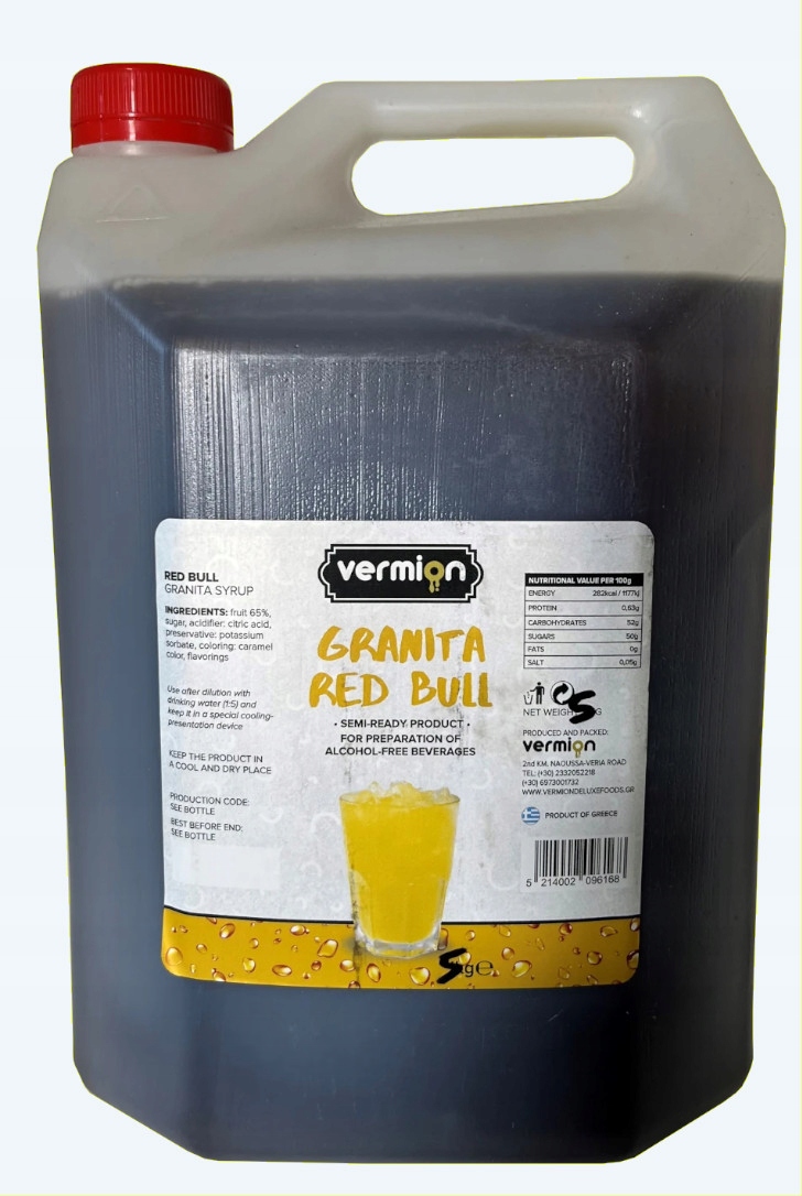 Granita Rb syrop koncentrat Vermion Deluxe 65% prawdziwych owoców 5kg 5l