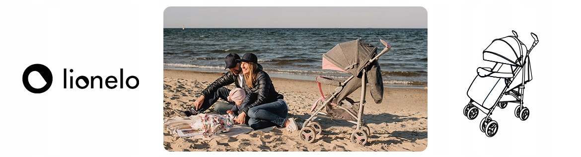 WÓZEK SPACEROWY SPACERÓWKA PARASOLKA LIONELO IRMA szary miętowy Głębokość produktu 56 cm