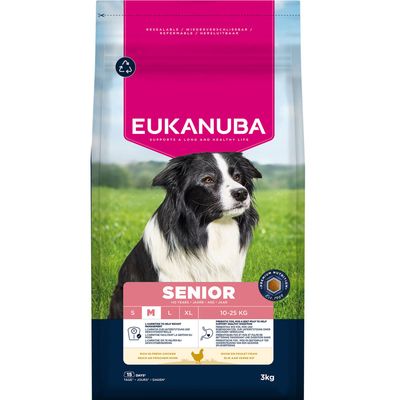 Suché krmivo Eukanuba Caring Senior Medium Breed, kuře, 15 kg