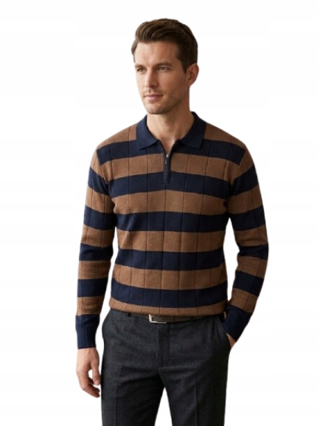 Maccali Pánské Tričko S Dlouhým Rukávem, Pruhy, Barvy Zip, Velikost XL