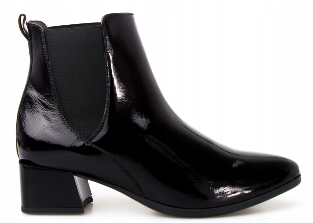 

Czarne Botki Sztyblety Lakierowane Skórzane 36