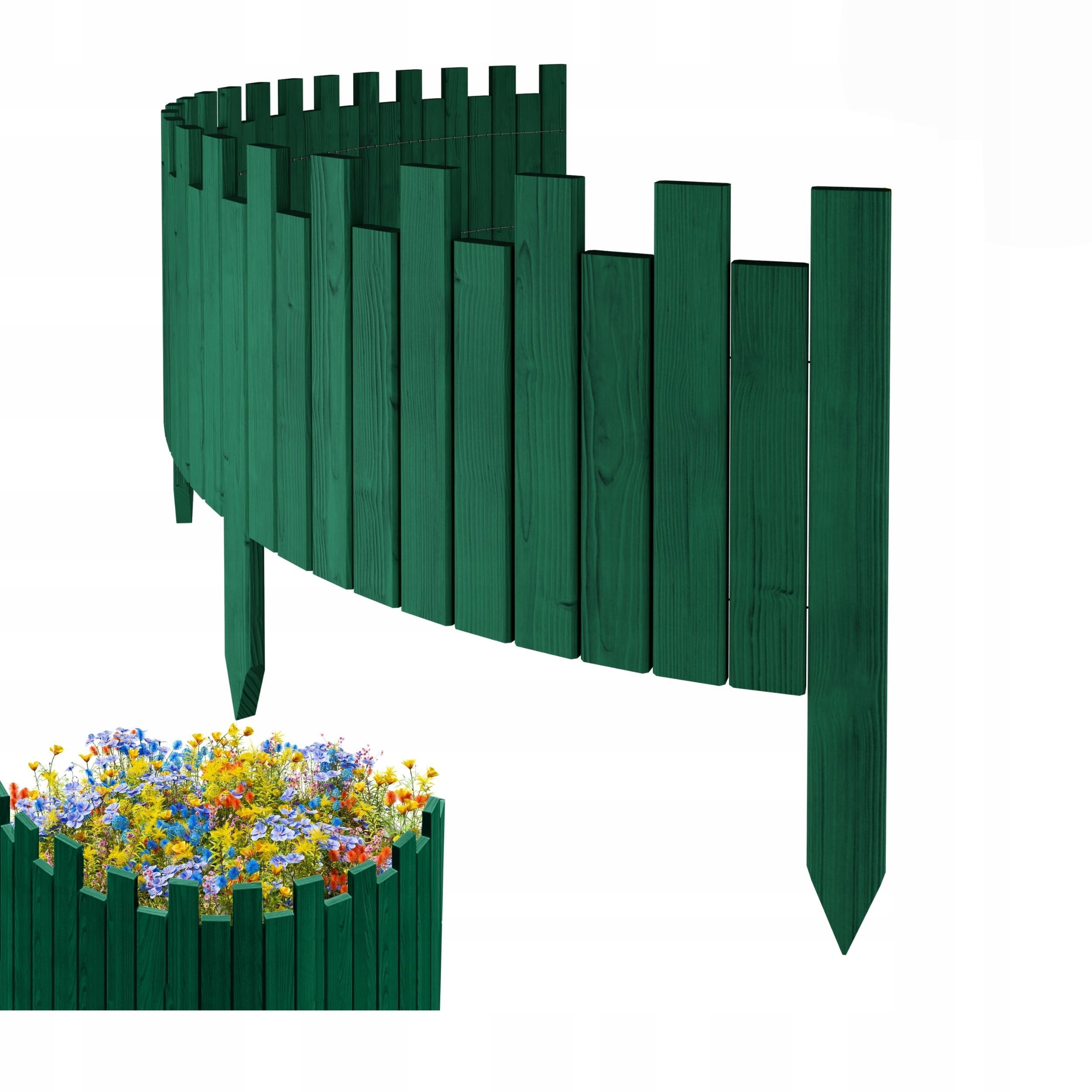 Dřevěný zahradní plot, palisáda, obrubník 200 x 30 cm, zelený