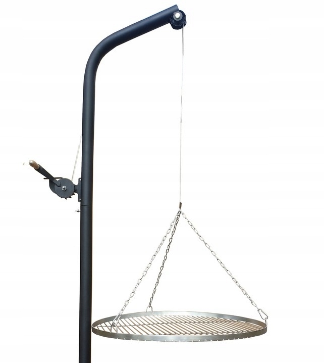 Grill ogrodowy na wysięgniku żuraw wysięgnik z rusztem nierdzewnym