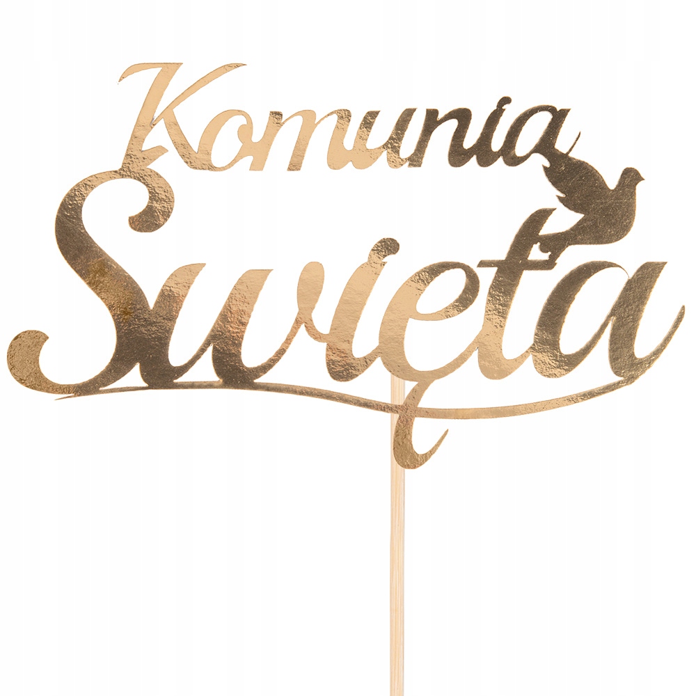 Topper Na Tort Lustrzane Złoto Komunia Święta
