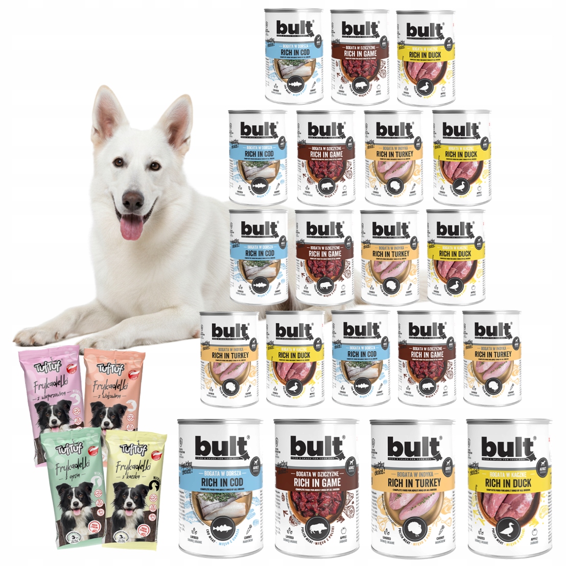 Levně Krmivo Pro Psa Vlhké Krmivo MIX Chutí Plechovka 20x400g Dárek Bult