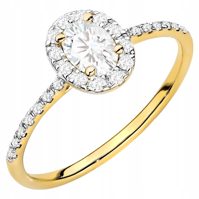 Złoty Pierścionek pr. 585 14k Owalne Diamenty Laboratoryjne 0,29ct Grawer