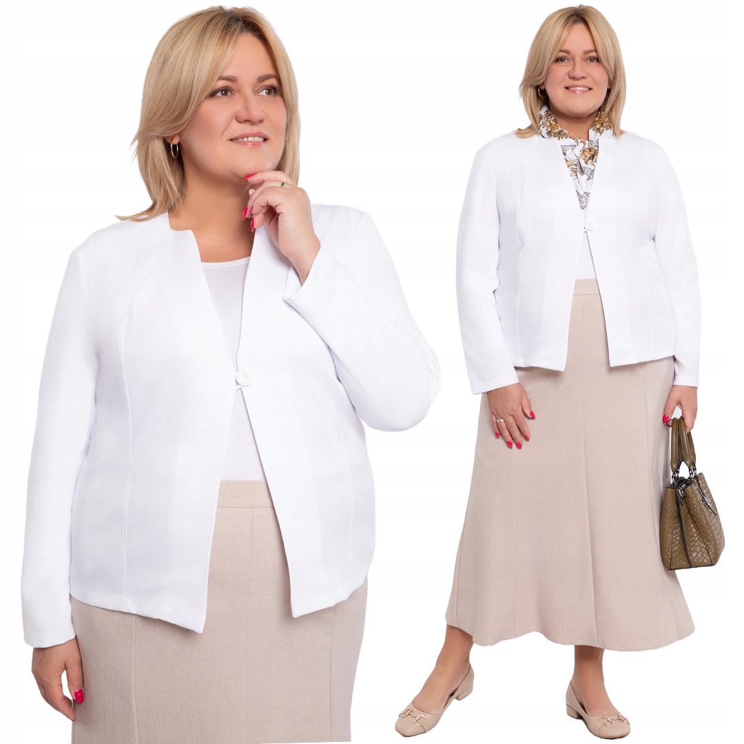 Bílá lněná sako s kapsami 60