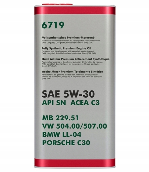 Olej Do Vag 5V30 5 L Sn C3 229.51 504.00 507.00 LL04 C30 Kov