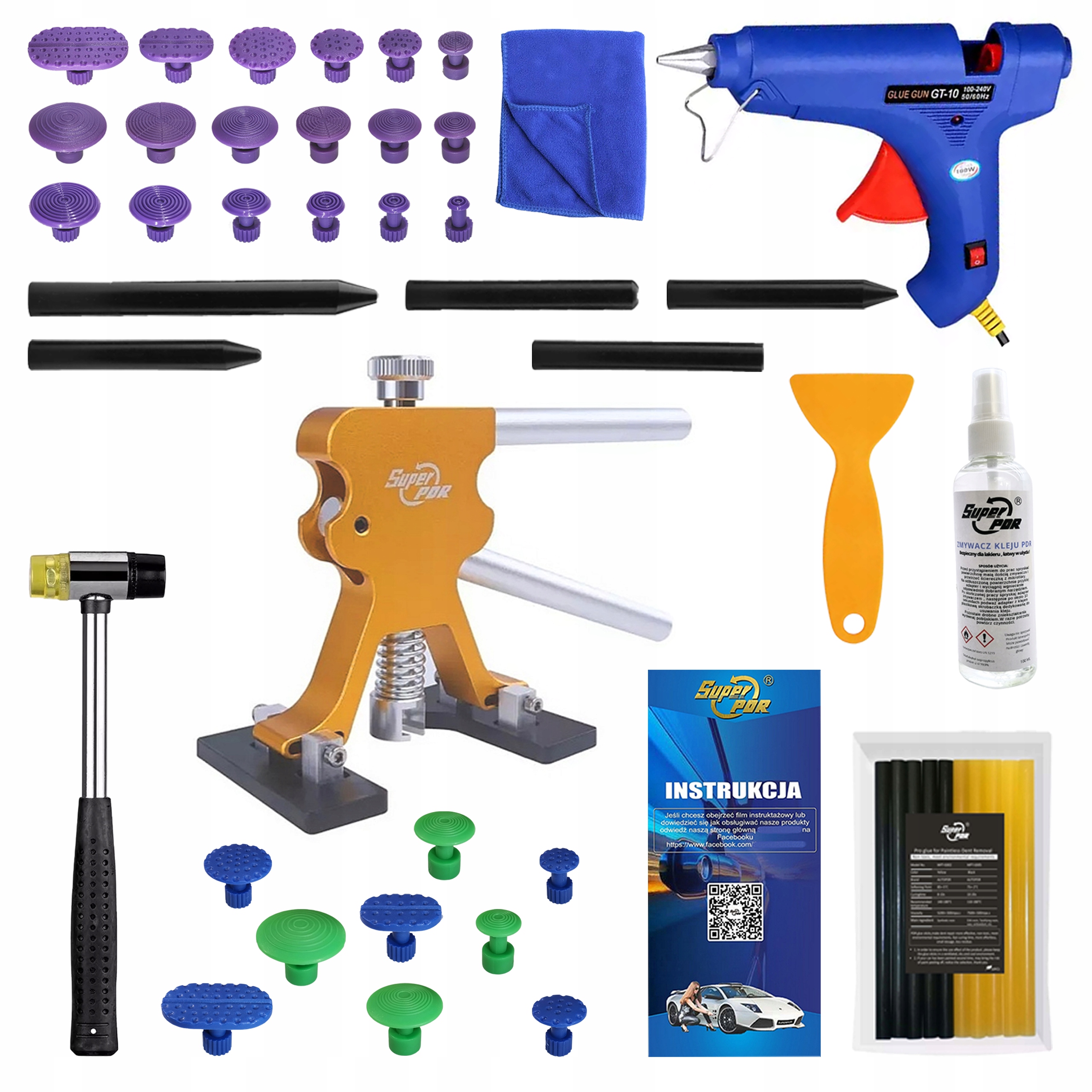 Pdr sada nástrojů pro odstraňování promáčklin pro vytahování promáčklin 63 ks velká xxl