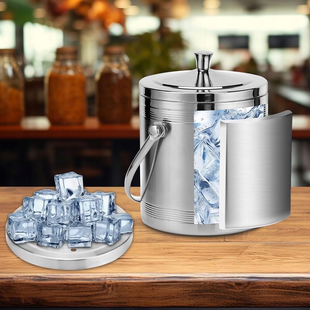 WIADERKO do LODU COOLER pojemnik TERMICZNY do chłodzenia SREBRNY + szczypce Producent Bedee