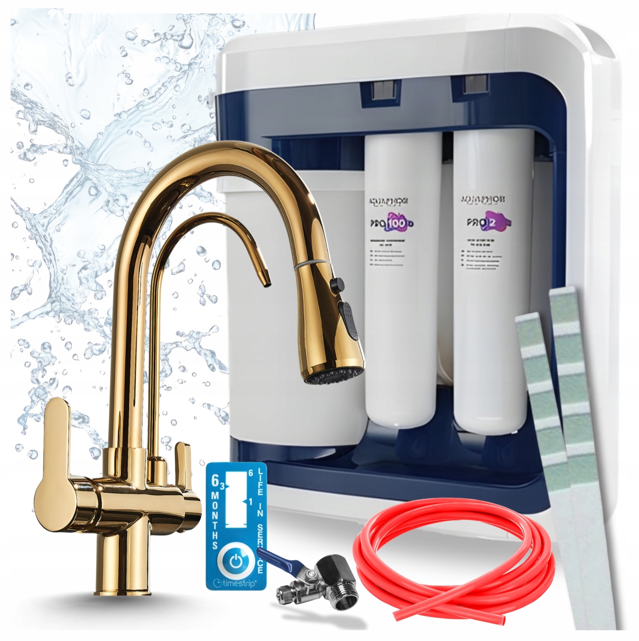 Zlatý Kuchynský Kohútik S Výsuvným Výtokom A Filtrom Pod Umývadlo Aquaphor Ro 202S Pro