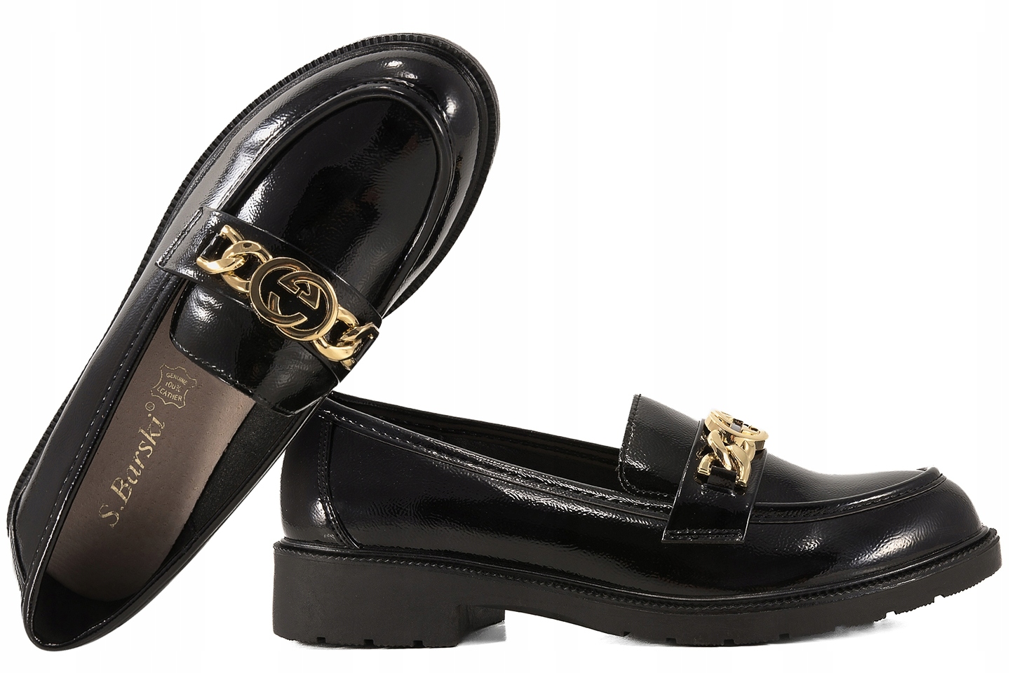 S.barski HY52-539 Dámské Mokasíny Polobotky Lordsy Laky černé 39 Černá