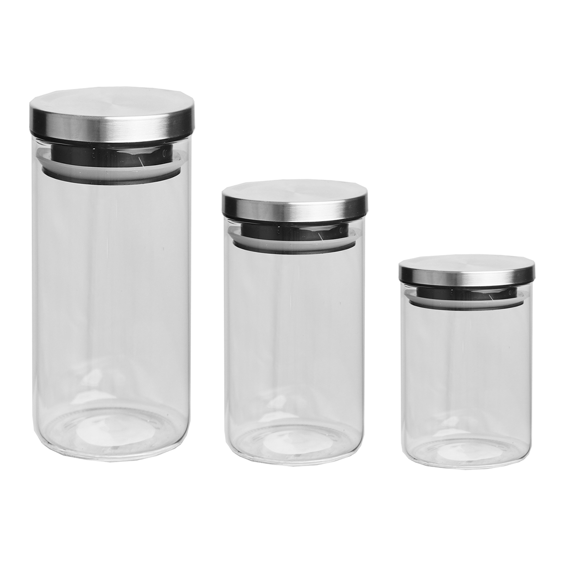 

Zestaw 3 Szklanych Pojemników Mirror Z Zatyczkami