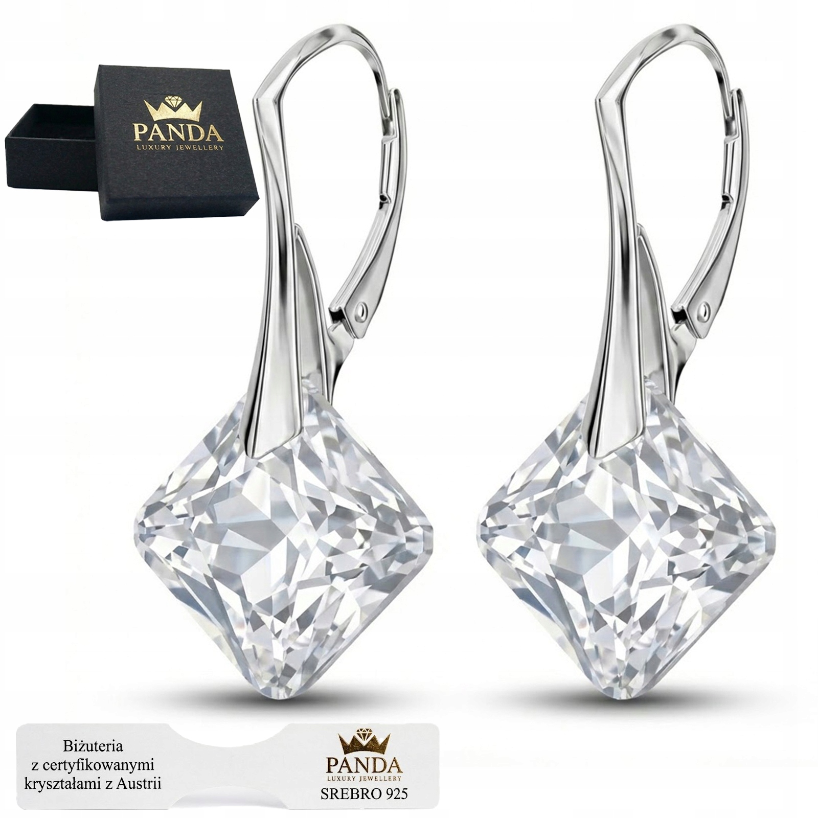 Stříbrné Náušnice 925 Průhledné křišťály Crystal Dárek k narozeninám