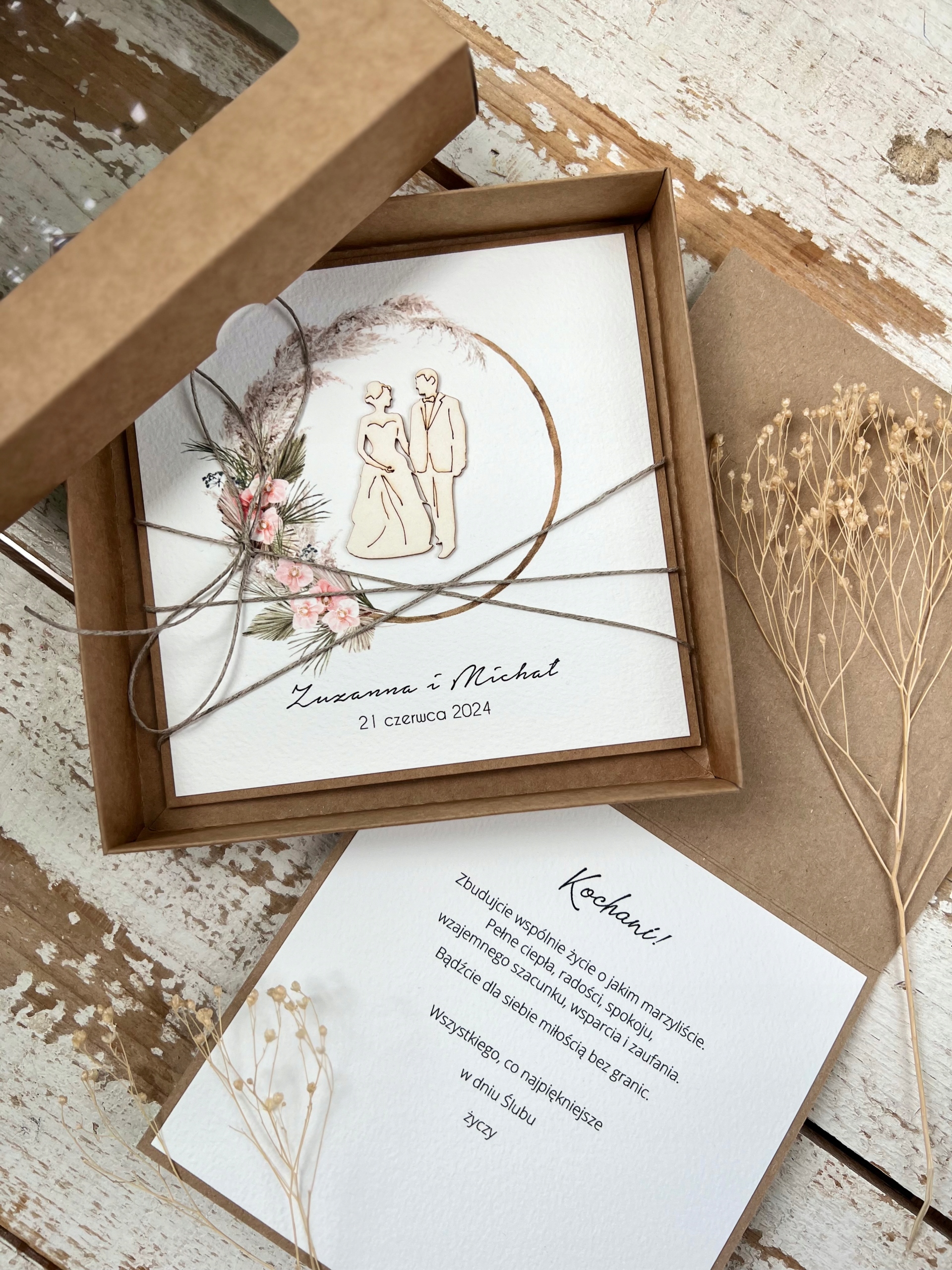 Svatební přání ručně vyrobené s krabičkou přání svatební