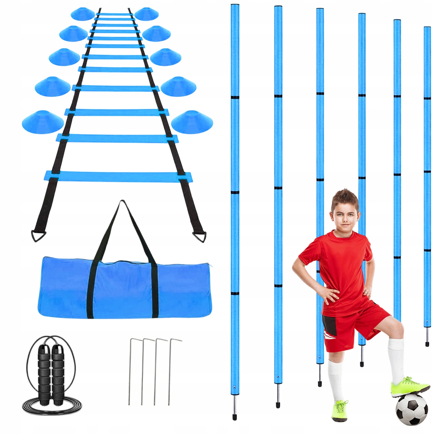 Fotbalové Tréninkové Sloupky Agility Přenosný Set 6 Holí Se Základnami