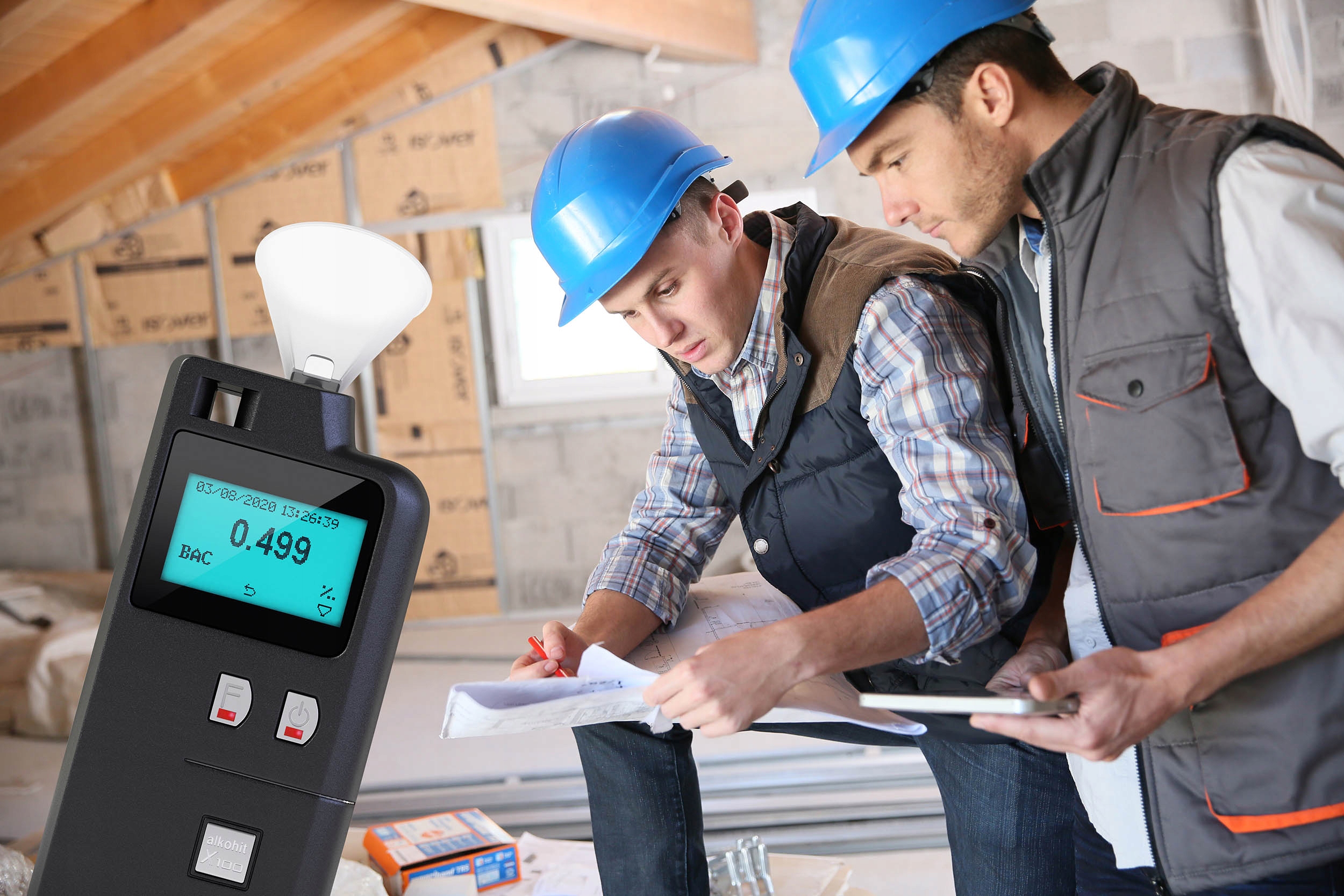 Alkomat ALKOHIT X100 z Drukarka BATERIA Li ion FV Color black