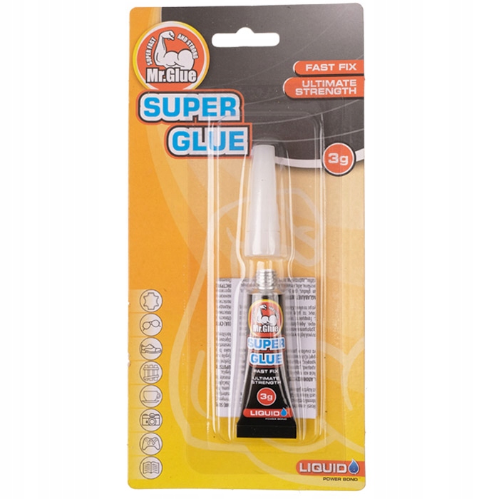 Klej Glue Mocny Błyskawiczny Cyjanoakryl Klei Plastik Metal Szkło 3g