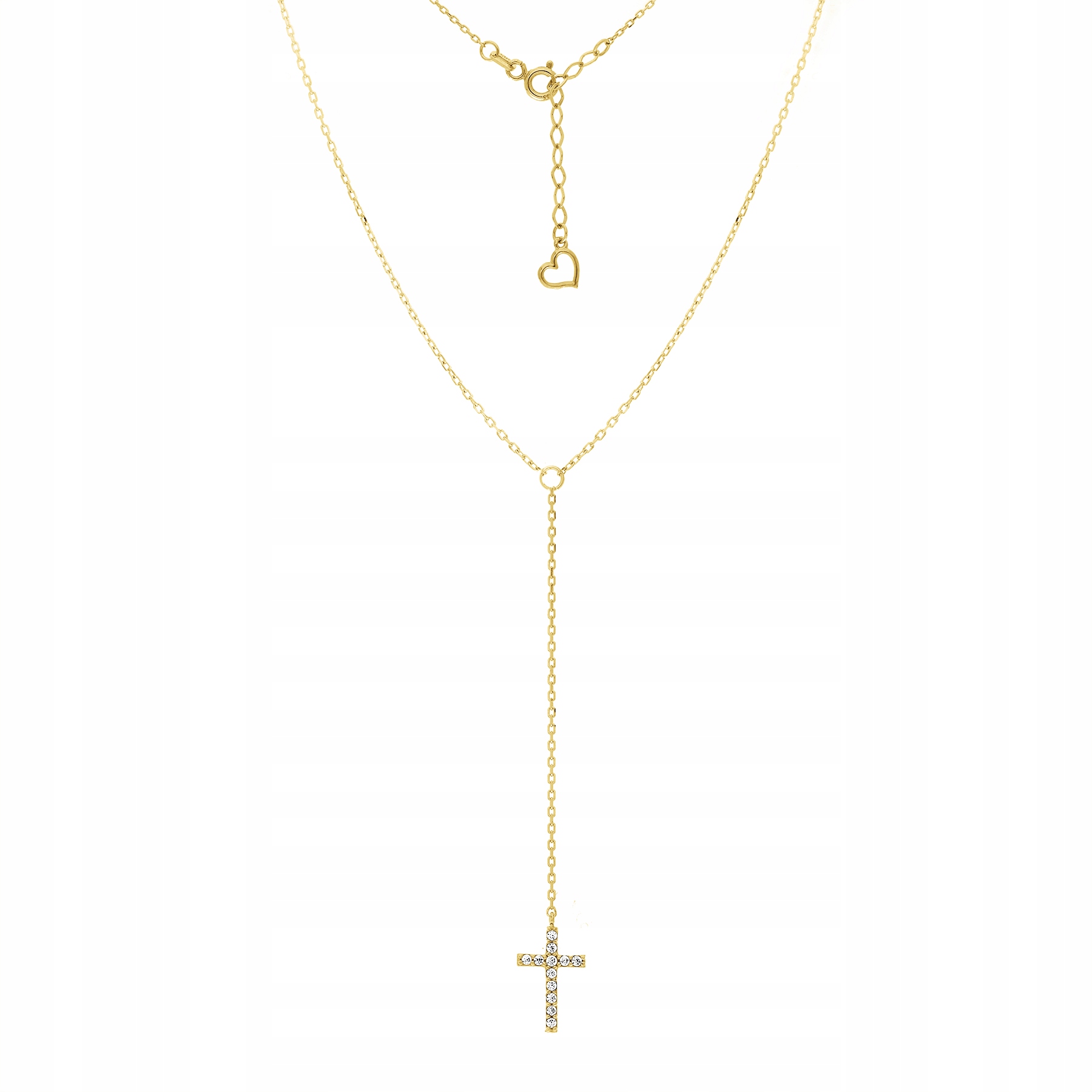 Dámský náhrdelník Harf zlato zirkon křížek 45 cm