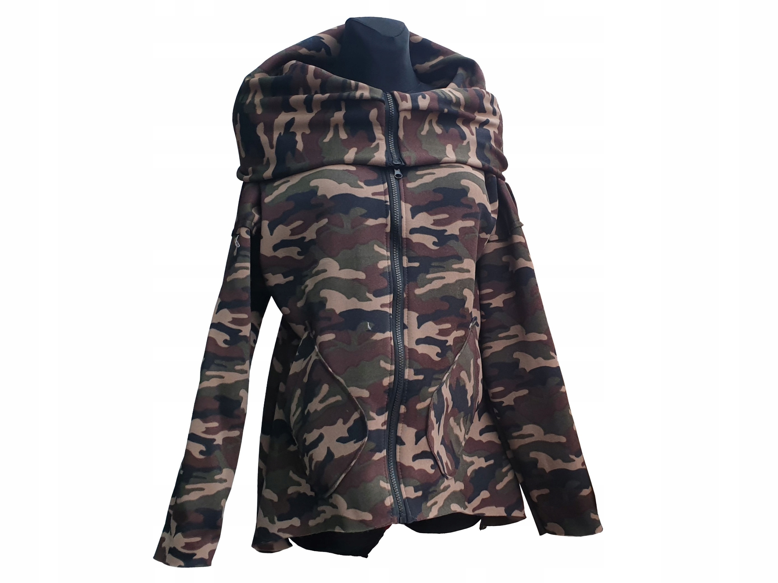 

Asymetryczna Bluza Tunika Kardigan Komin Kaptur S