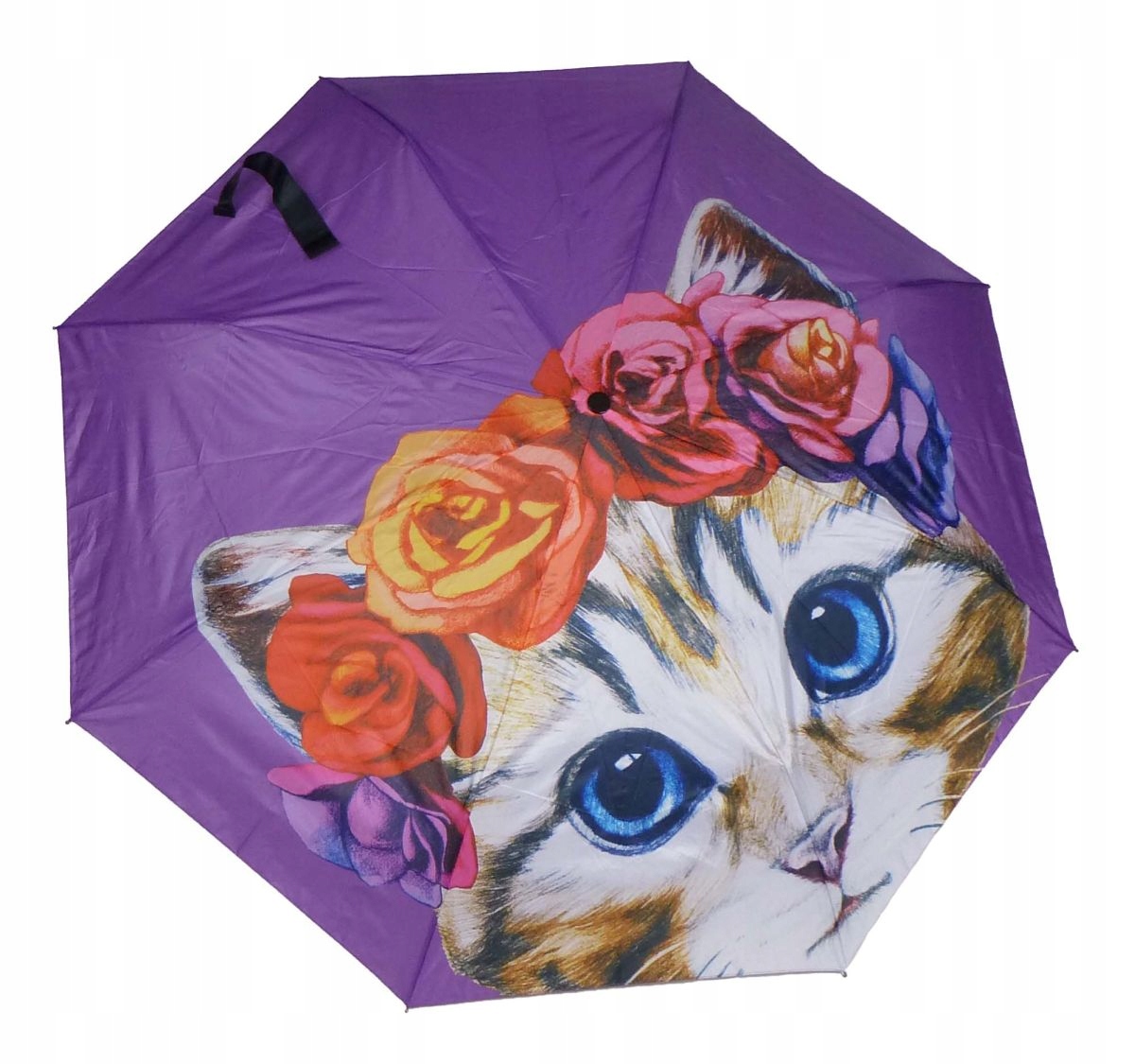 Deštník Doppler Modern Art kotě s růžemi na hlavě pro kočičí maminky.