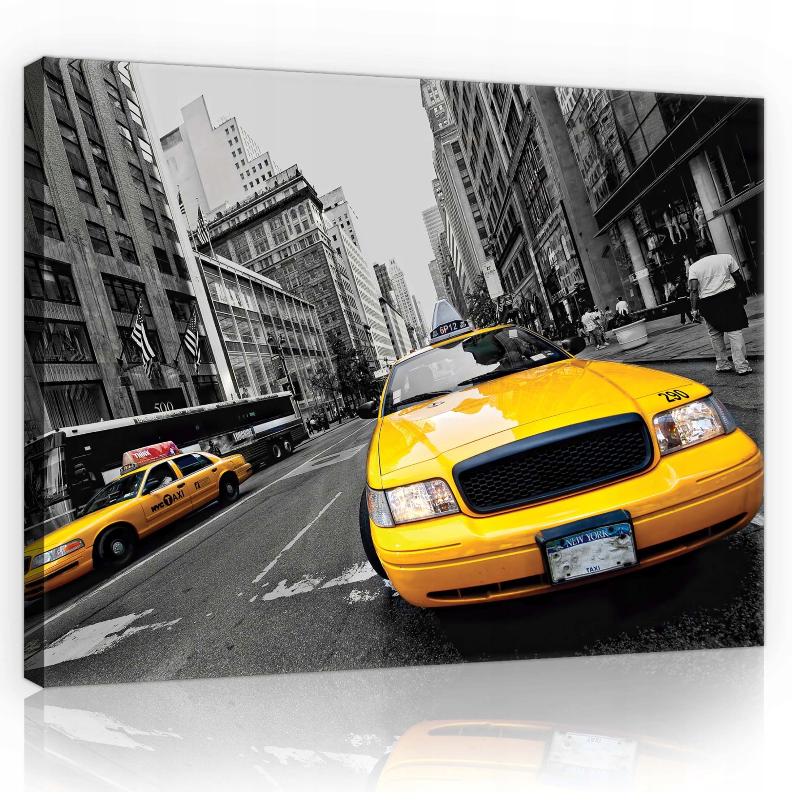 Obraz 80x60 Newyorský taxikář Žlutý akcent v městské monochromii