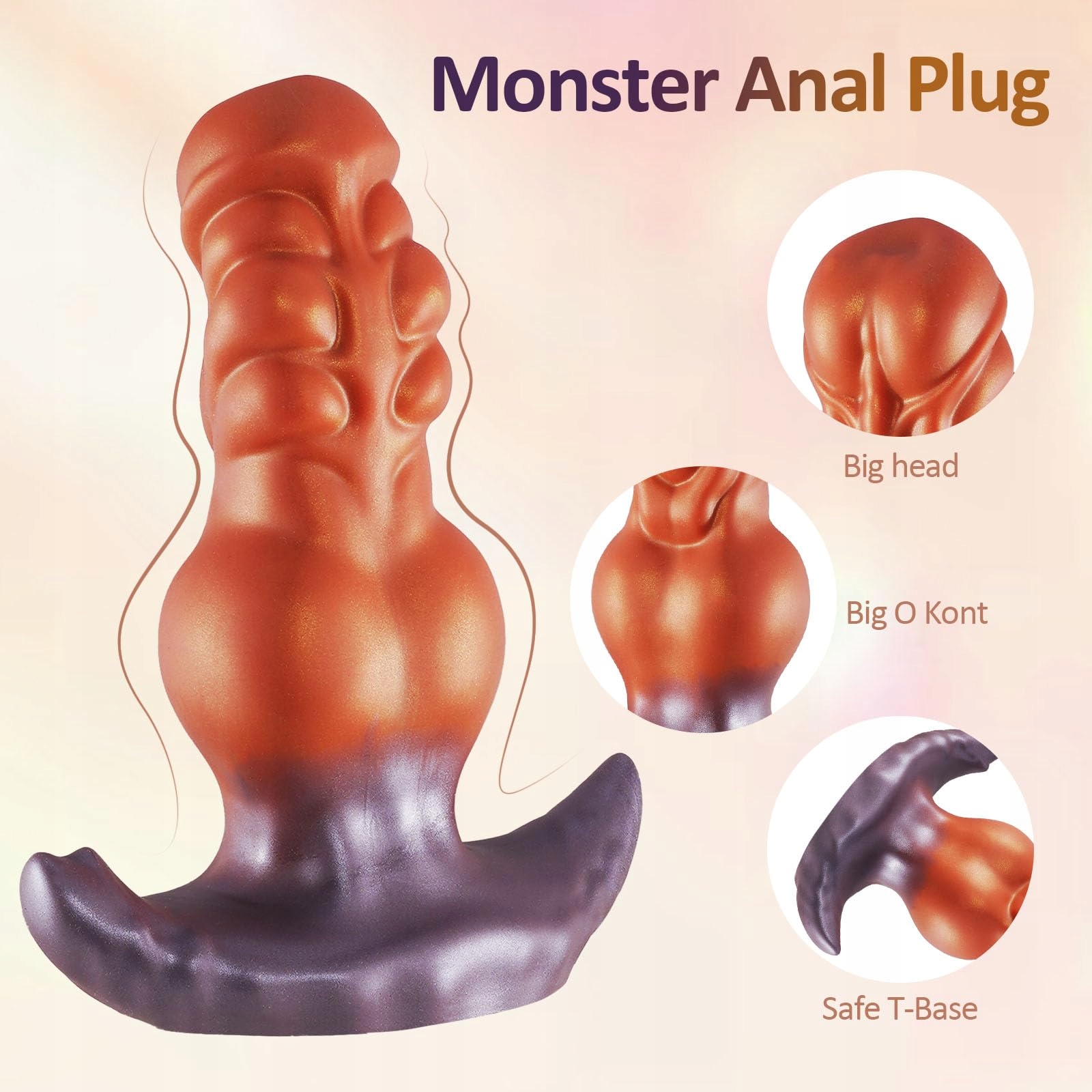 MONSTER Silikonowy Korek Analny Dla Mężczyzn i Kobiet 22,5CM BDSM Erotyka — miniatura 3