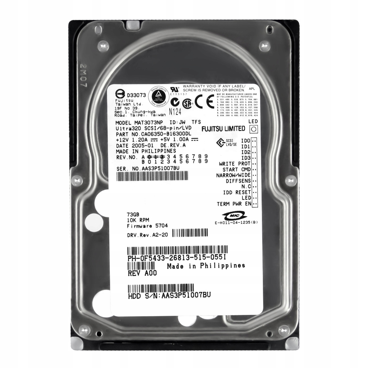 Dell 0F5433 73GB 10K 8MB Scsi U320 3.5'' MAT3073NP
