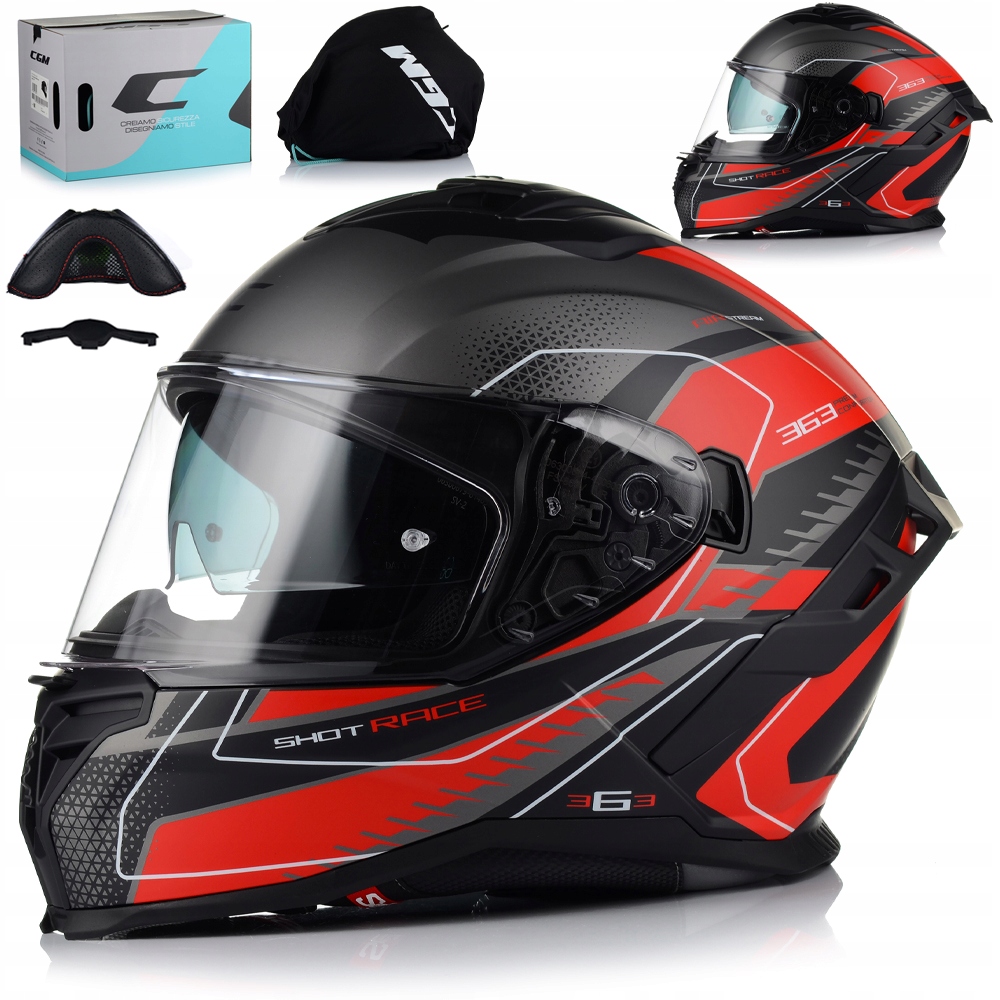 Motocyklová Prilba Cgm 363A Shot Racer Matt 22.06 Systém Pinlock Blenda