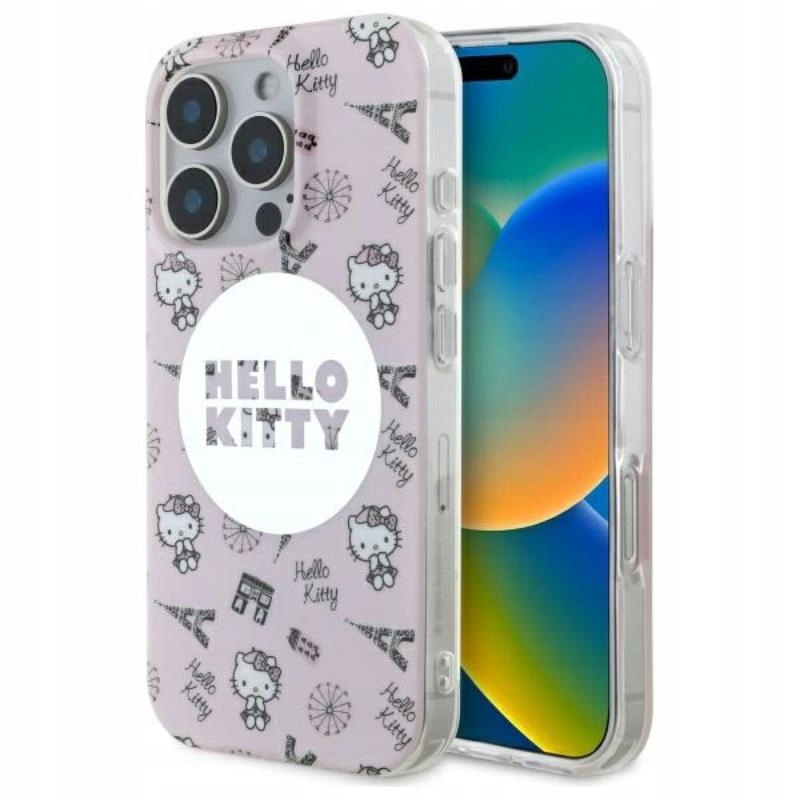 Hello Kitty IML All Over Paris MagSafe Etui iPhone 16 Pro Max (różowy)