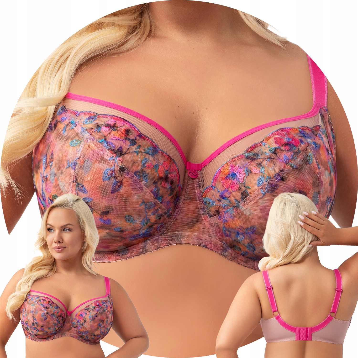 Gorsenia K927 Vivian mix tyl krajka růžová Měkká podprsenka 65I Soft