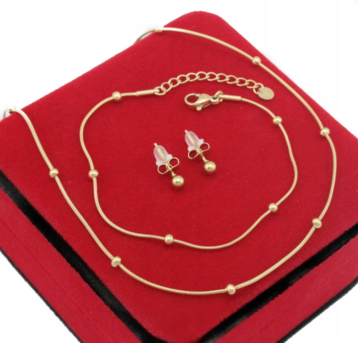 

Komplet Złoty Kulki 3 Cz Stal Chirurgiczna 316 L