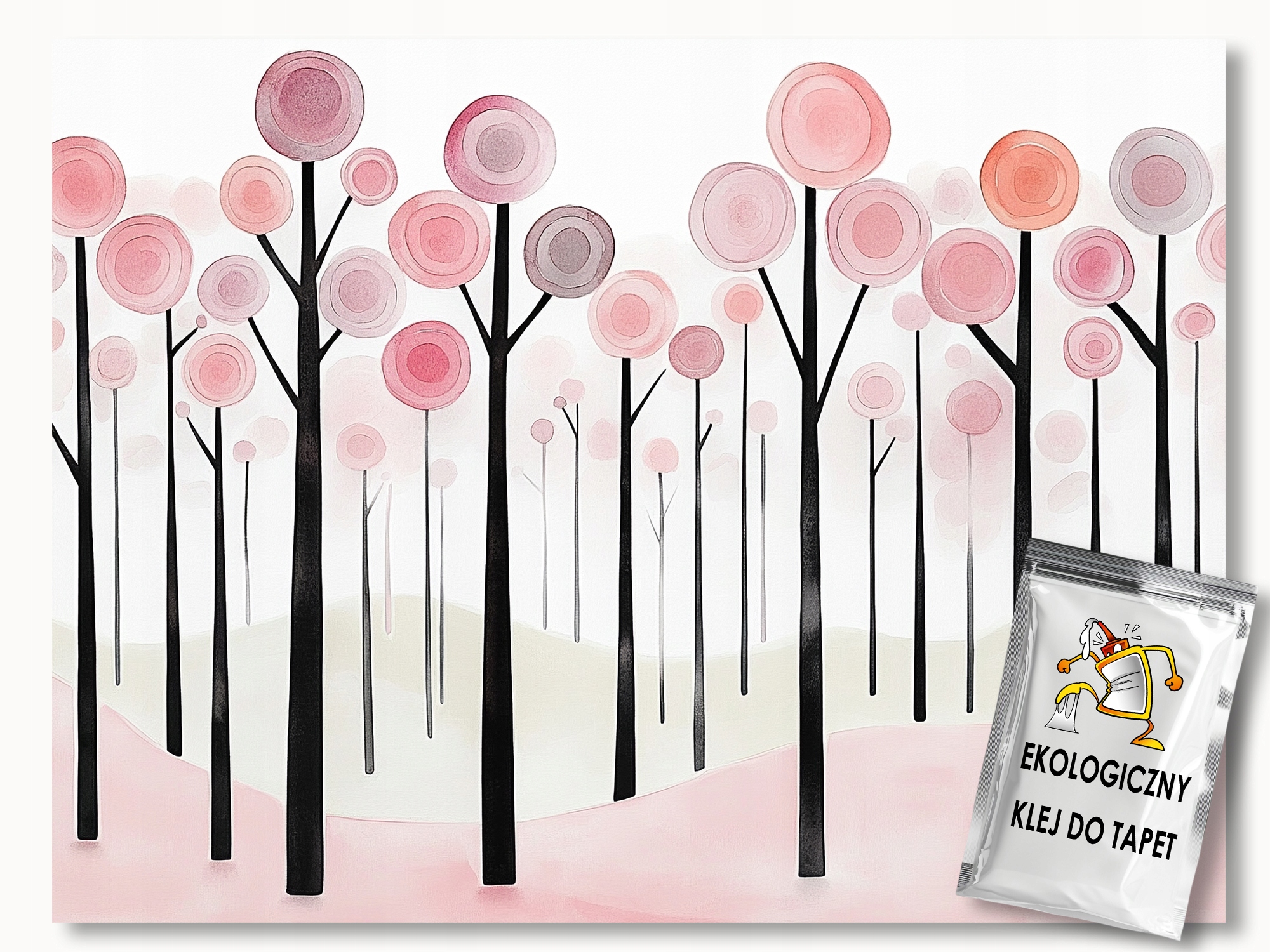 Fototapeta Flizelina Abstrakce Grafika Růžový Les Stromy 200x140 lepidlo