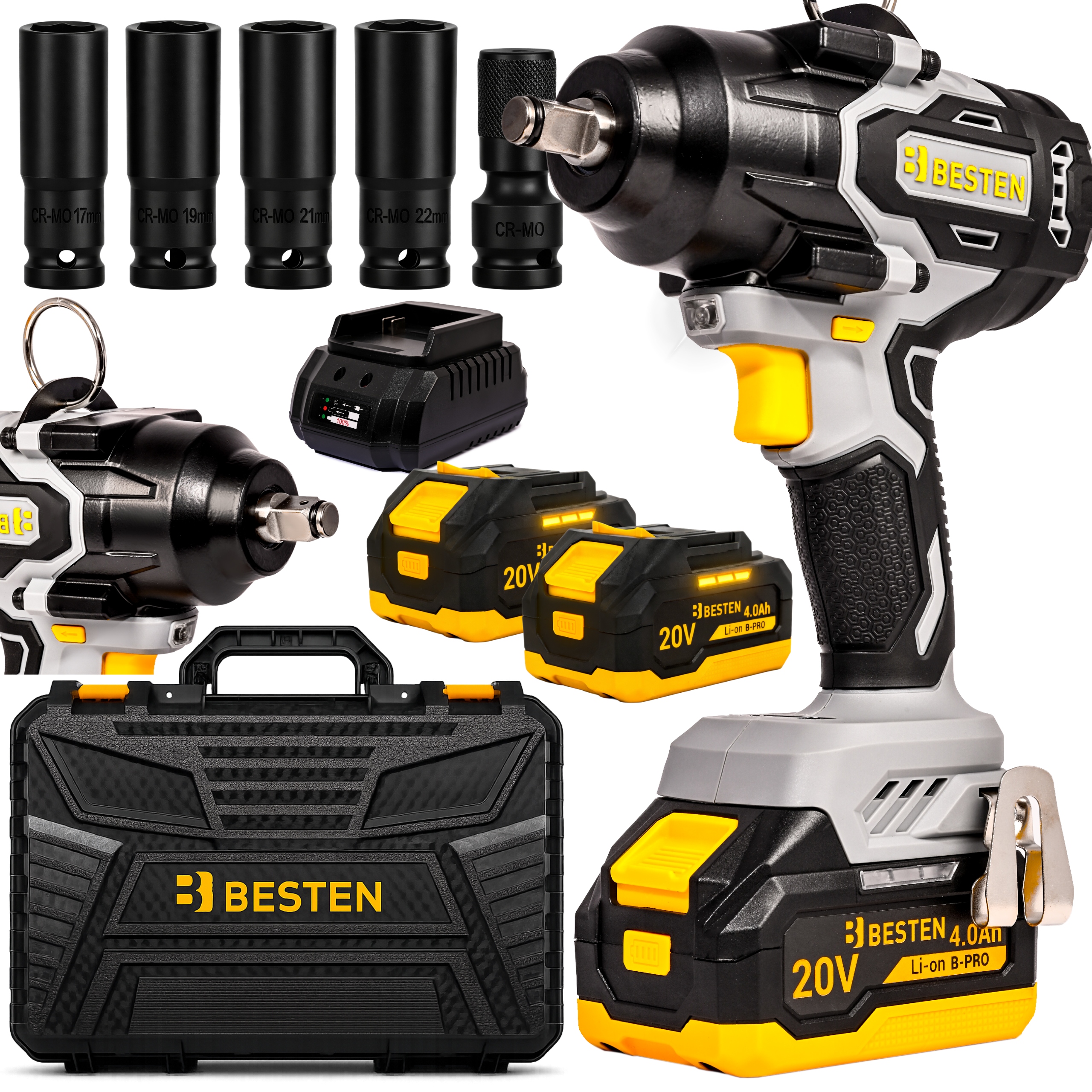 Besten Klucz Udarowy Akumulatorowy Bezszczotkowy Nasadki 2XAku Mocny 800Nm