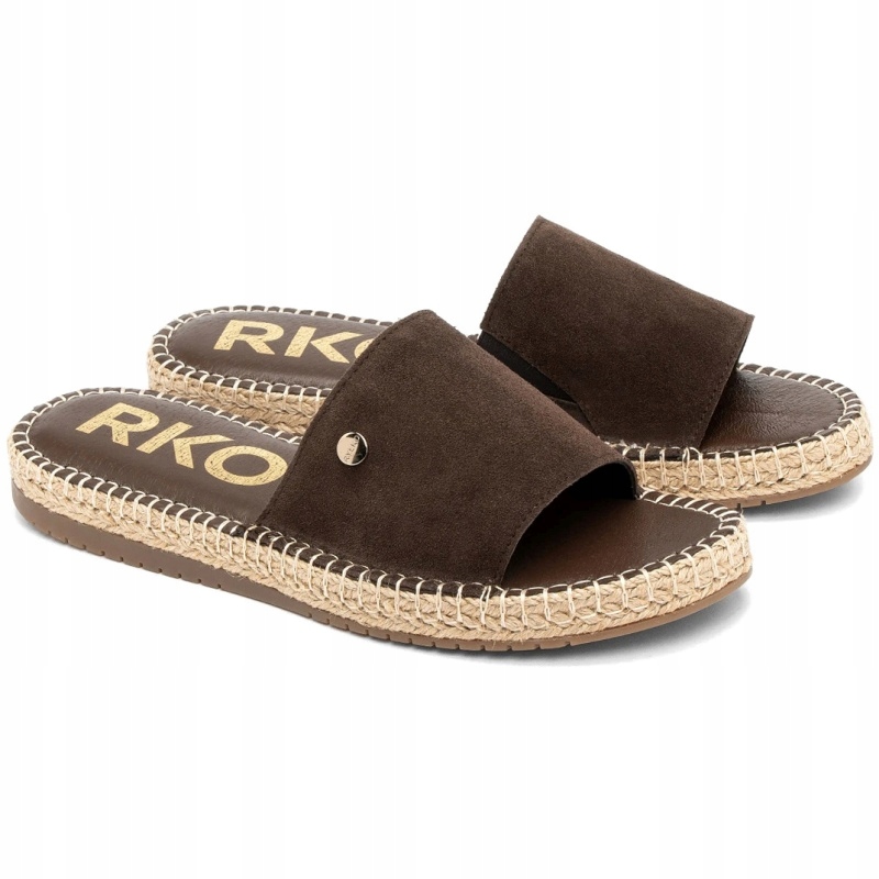 Nazouváky pantofle Ryłko BDGI2_Q1 _ZW4F Brown hnědé polské Kožené Vel. 36